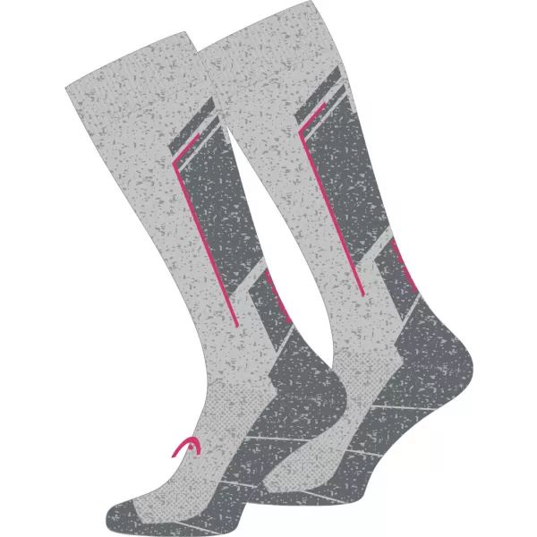  Ponožky HEAD SKI BEGINNER KNEEHIGH 2P LIGHT GREY/RASPBERRY 
