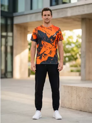 Pánské tričko premium ALTISPORT VOJ/ALM131TR01 ORANŽOVÁ/ČERNÁ