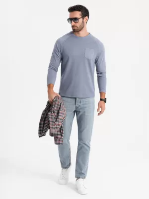 Pánské triko OMBRE OM-LSCL-0109 BLUE DENIM