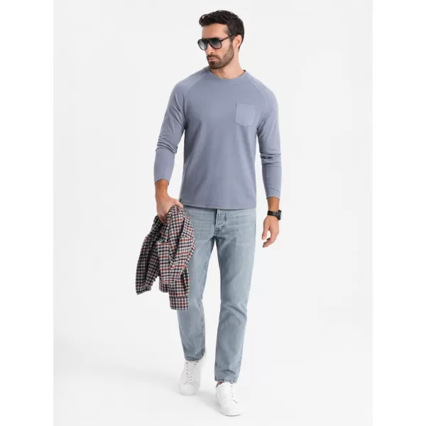  Pánské triko OMBRE OM-LSCL-0109 BLUE DENIM 