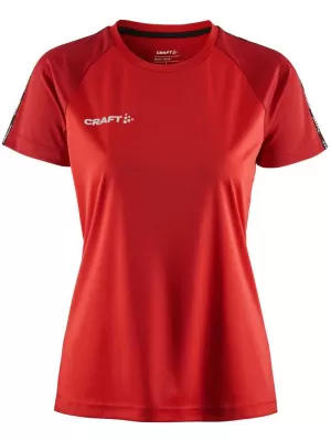 Dámské kontrastní sportovní tričko CRAFT TW Squad Go Contrast Jersey W JASNĚ ČERVENÁ/EXPRES