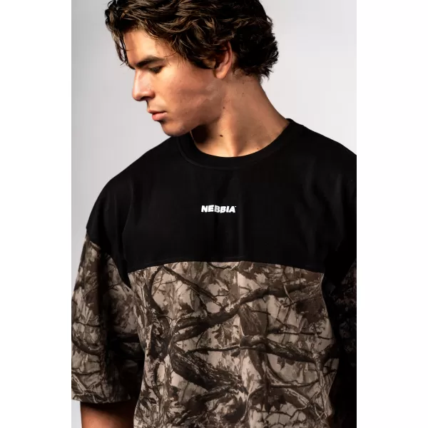  NEBBIA Oversized tričko POWER 898 LIGHT BROWN CAMO 