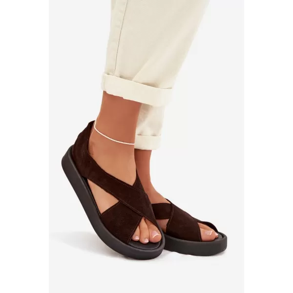  Dámské sandály ZAZOO 3196 DARK BROWN 