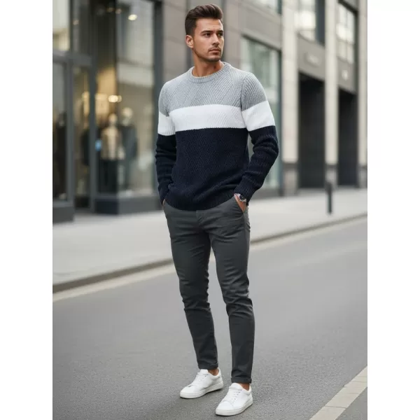  Pánský svetr DSTREET TMAVĚ MODRÁ/SVĚTLE ŠEDÁ 