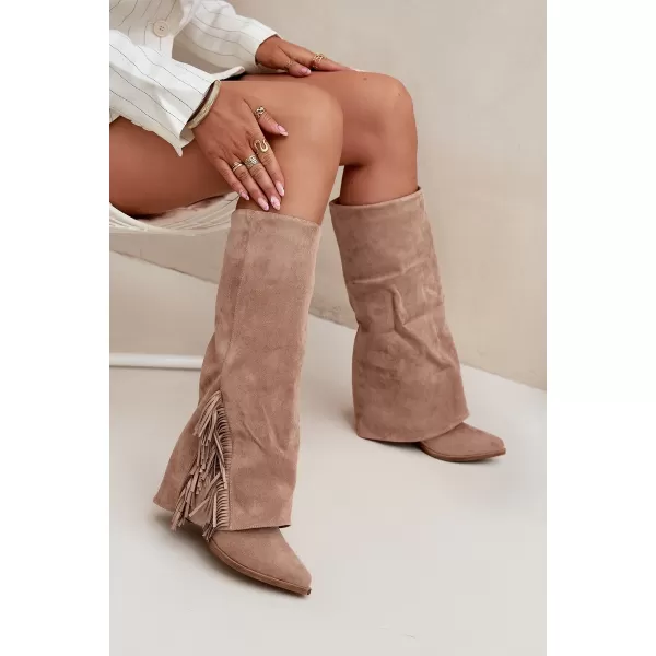  Dámské boty na podpatku BOTO ZALIA 38568 KHAKI 