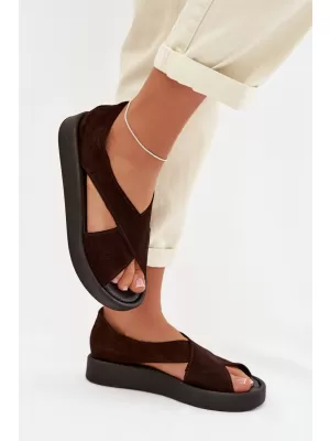 Dámské sandály ZAZOO 3196 DARK BROWN