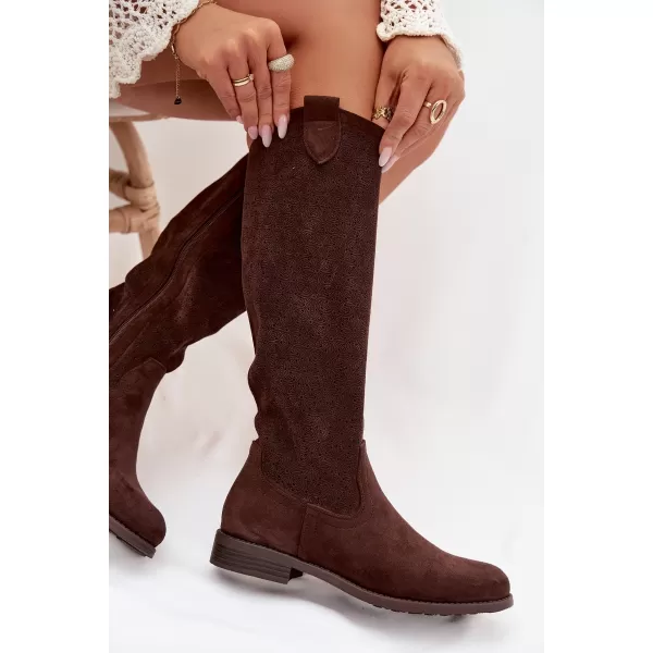  Dámské kozačky S.BARSKI HY61-8022 BROWN 
