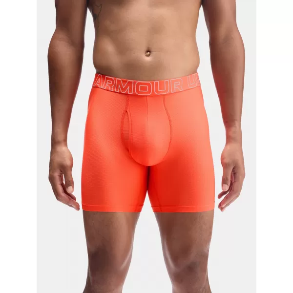  Pánské boxerky UNDER ARMOUR UA PERFORMANCE TECH MESH - SOLID 6IN - 1383884-690 ORANŽOVÁ 