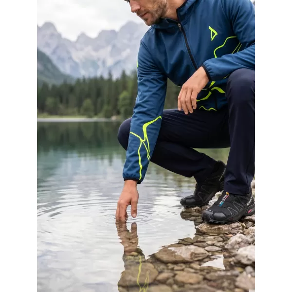  Pánská softshellová bunda premium ALTISPORT VOJ/ALM073JACK01 NÁMOŘNÍ MODRÁ/NEON YELLOW 