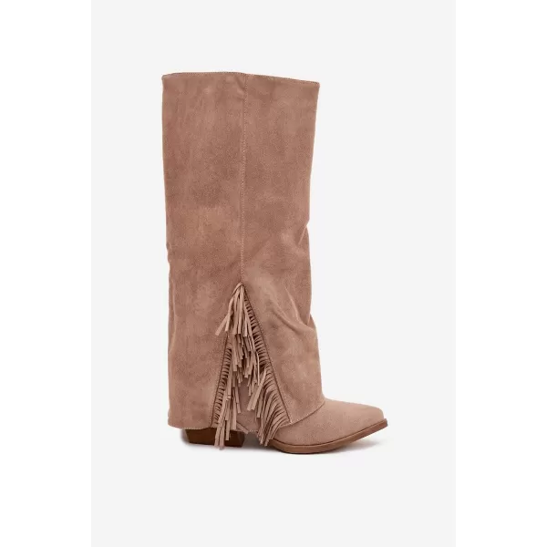  Dámské boty na podpatku BOTO ZALIA 38568 KHAKI 