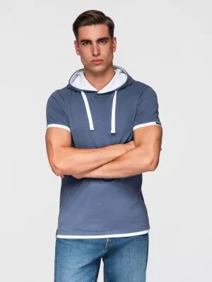 Pánské triko OMBRE OM-TSCT-0256 DARK BLUE MELANGE