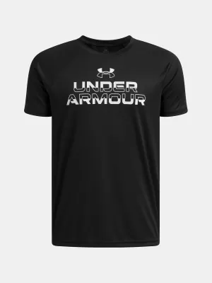 Chlapecké triko UNDER ARMOUR UA TECH SPLIT WORDMARK SS 1383010-004 ČERNÁ