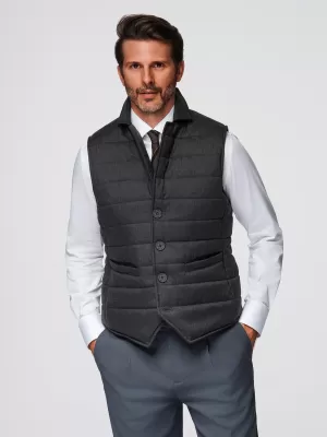 Pánská vesta OMBRE OM-JAVJ-0275 GRAPHITE MELANGE