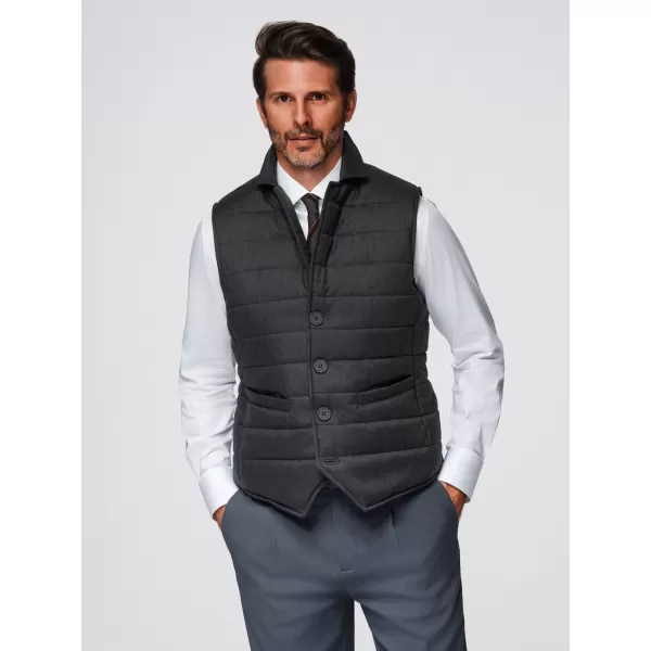  Pánská vesta OMBRE OM-JAVJ-0275 GRAPHITE MELANGE 