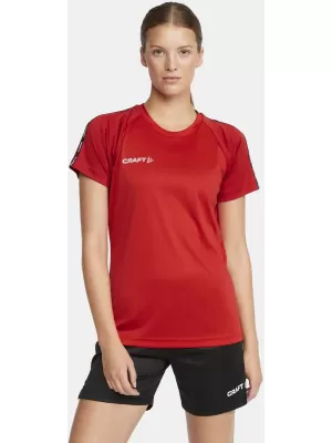 Dámské kontrastní sportovní tričko CRAFT TW Squad Go Contrast Jersey W JASNĚ ČERVENÁ/EXPRES