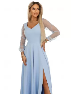 Dámské šaty NUMOCO LORETTA 640-5 SVĚTLE MODRÁ