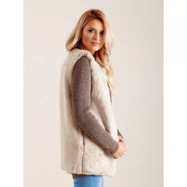  Dámská vesta WOOL FASHION ITALIA AT-KZ-4102-1.20P LIGHT BEIGE 