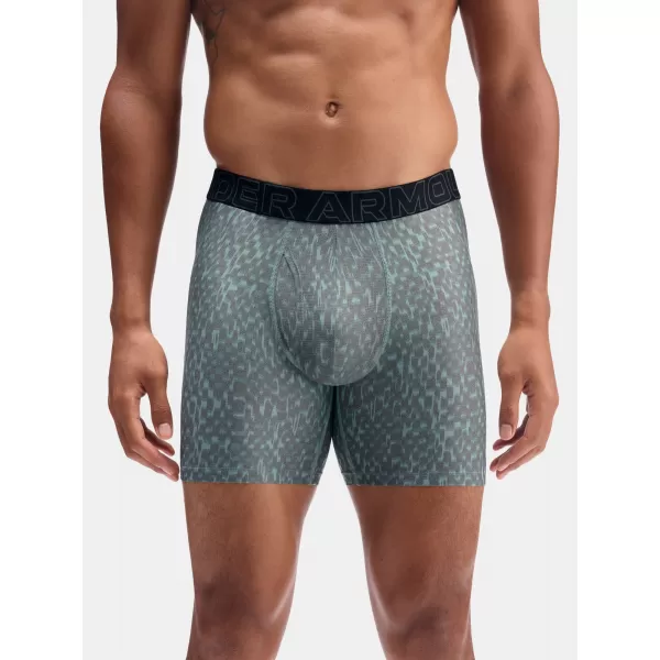  Pánské boxerky UNDER ARMOUR UA PERFORMANCE TECH - PRINT 6IN - 1PK 1383875-477 MODRÁ 