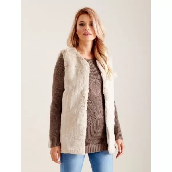  Dámská vesta WOOL FASHION ITALIA AT-KZ-4102-1.20P LIGHT BEIGE 