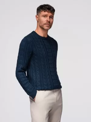 Pánský svetr OMBRE OM-SWSW-0173 NAVY BLUE