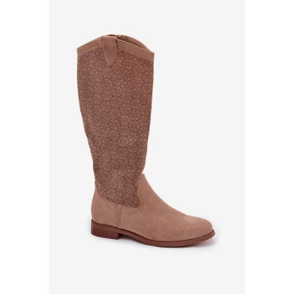  Dámské kozačky S.BARSKI HY61-8022 BEIGE 