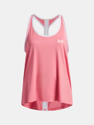 Dívčí tílko UNDER ARMOUR TECH KNOCKOUT TANK 1363374-600 RŮŽOVÁ