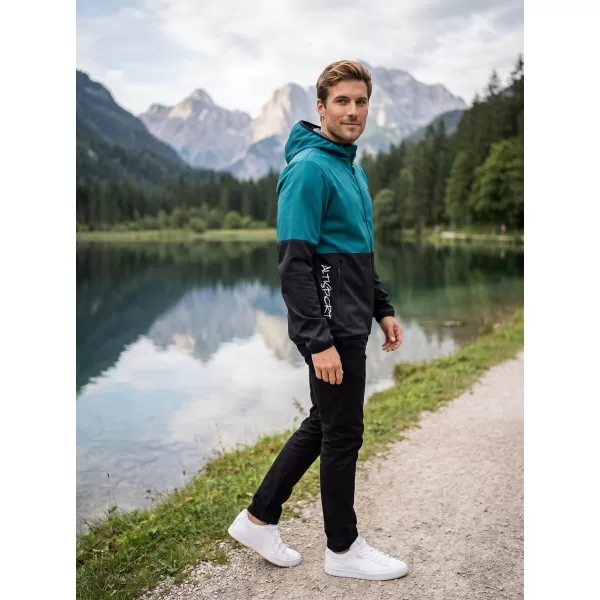  Pánská softshellová bunda premium ALTISPORT VOJ/ALM051JACK01 PETROLEJOVÁ/ČERNÁ 