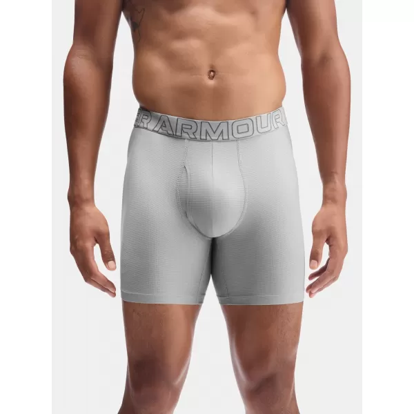  Pánské boxerky UNDER ARMOUR UA PERFORMANCE TECH MESH - SOLID 6IN - 1383884-069 TITANIUM 