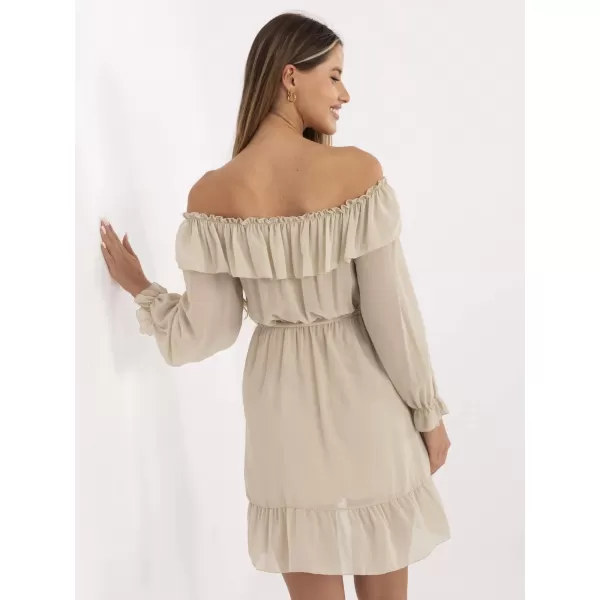  Dámské šaty OCH BELLA TW-SK-BI-1203.72P LIGHT BEIGE 