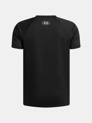 Chlapecké triko UNDER ARMOUR UA TECH SPLIT WORDMARK SS 1383010-004 ČERNÁ