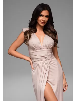 Dámské šaty LARICA LA-OM-DLR177 NUDE