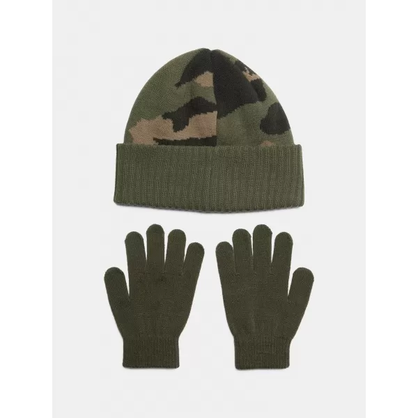  Chlapecký set UNDER ARMOUR B BEANIE/GLOVE COMBO 1386641-390 ZELENÁ 