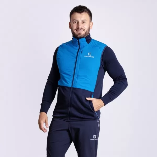  Pánská vesta PROGRESS TORSTEN VEST HYBRIDNÍ MERINO MODRÁ 