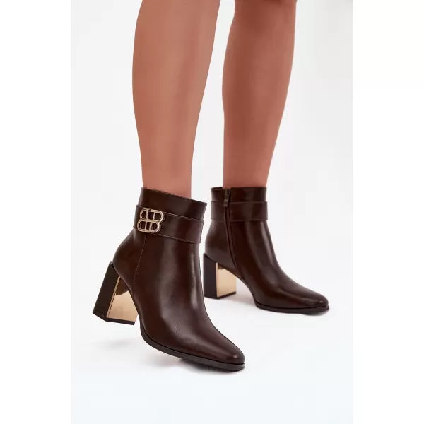  Dámské boty na podpatku BOTO GALINNE 40566 BROWN 