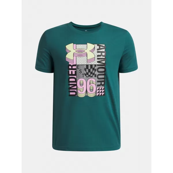  Chlapecké triko UNDER ARMOUR UA B LOGO WM COLLAGE SS 6009271-338 ZELENÁ 