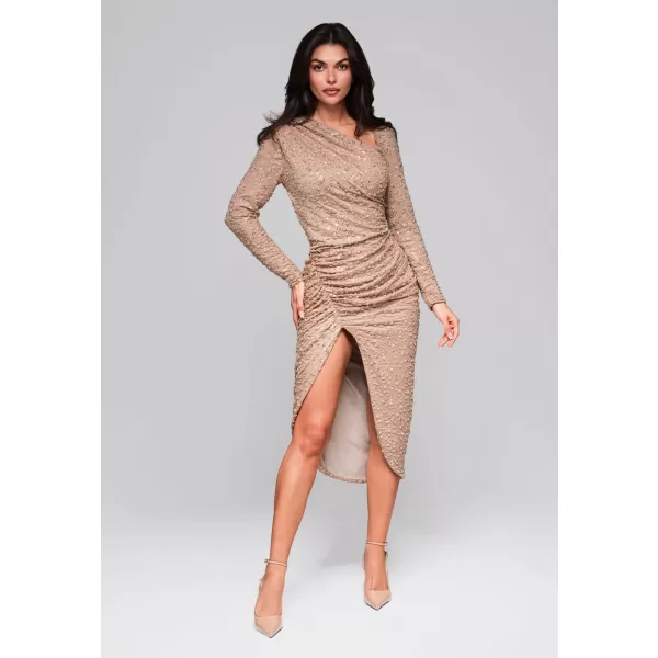  Dámské šaty LARICA LA-OM-DLR251 BEIGE 