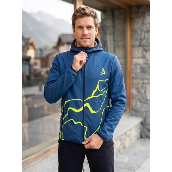  Pánská softshellová bunda premium ALTISPORT VOJ/ALM073JACK01 NÁMOŘNÍ MODRÁ/NEON YELLOW 