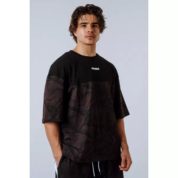  NEBBIA Oversized tričko POWER 898 DARK BROWN CAMO 