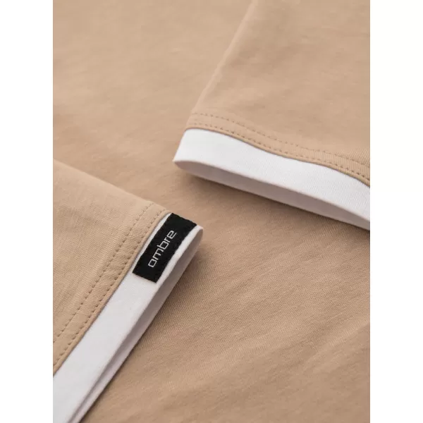  Pánské triko OMBRE OM-TSCT-0256 BEIGE 