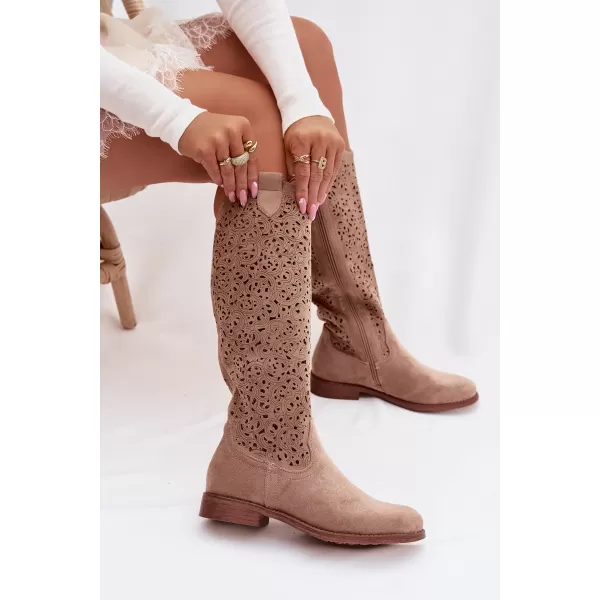  Dámské kozačky S.BARSKI HY61-8023 BEIGE 