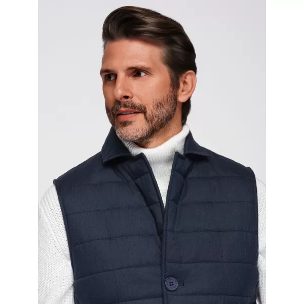  Pánská vesta OMBRE OM-JAVJ-0275 NAVY BLUE MELANGE 