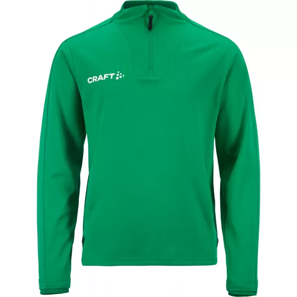  Dětská tréninková bunda s 1/4 zipem CRAFT TW Evolve 2.0 Half Zip Jr TÝMOVĚ ZELENÁ 