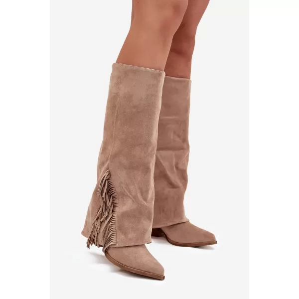  Dámské boty na podpatku BOTO ZALIA 38568 KHAKI 