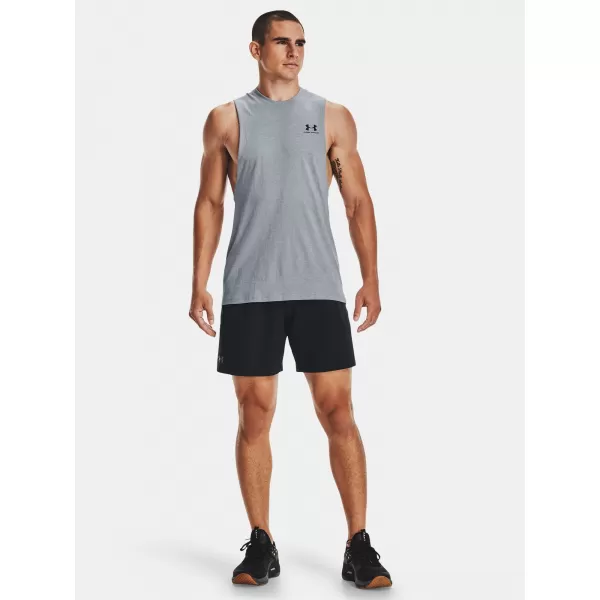  Pánské tílko UNDER ARMOUR LEFT CHEST CUT OFF TANK 1329286-035 ŠEDÁ 