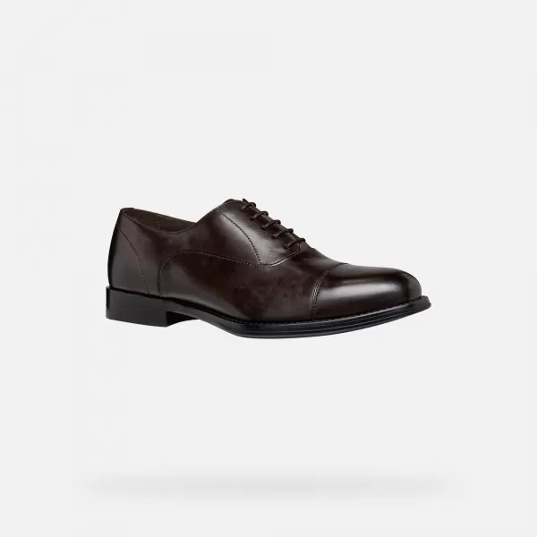  Pánské společenské boty GEOX BARBERIGO G014409 TMAVĚ HNĚDÁ 