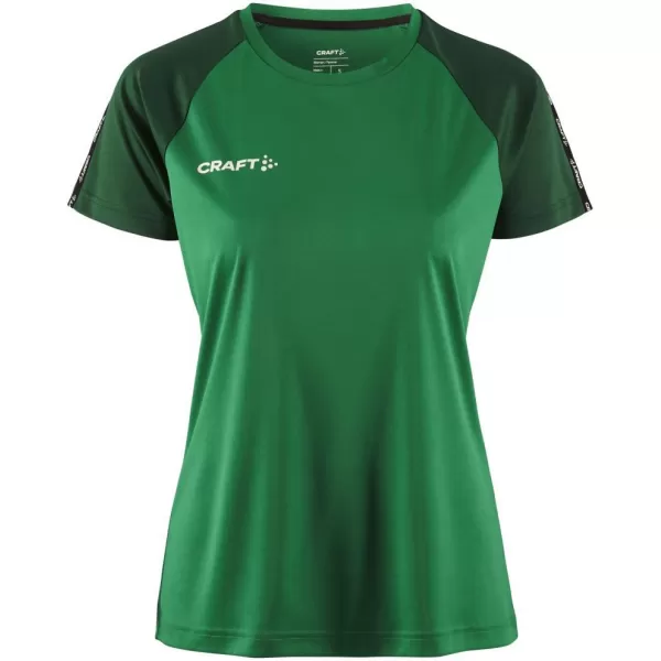  Dámské kontrastní sportovní tričko CRAFT TW Squad Go Contrast Jersey W TÝMOVĚ ZELENÁ/ZELENÁ 