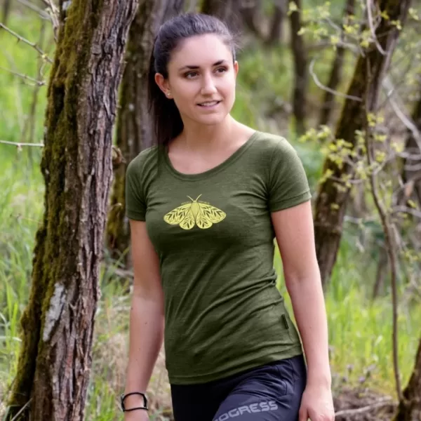  Dámské triko PROGRESS VINKA ARCTIA MERINO KHAKI ŠEDÁ 