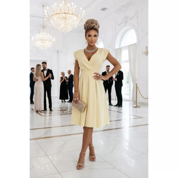  Dámské šaty NUMOCO SCARLETT 348-13 MÁSLOVĚ ŽLUTÁ 