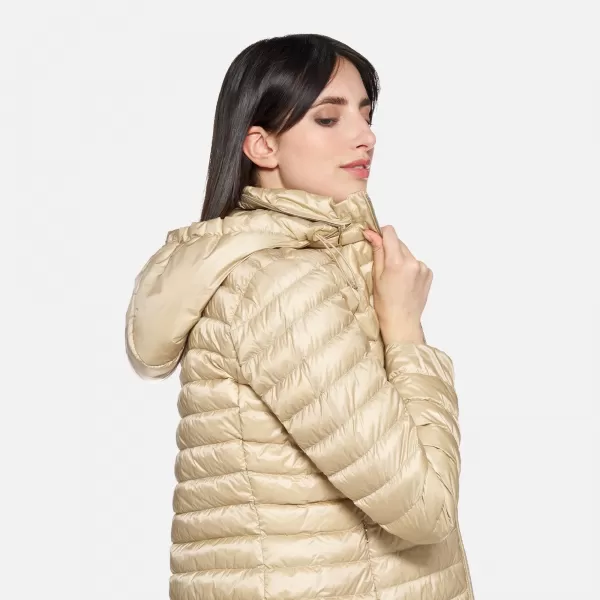  Dámská péřová bunda GEOX JAYSEN G012393 BÉŽOVÁ 