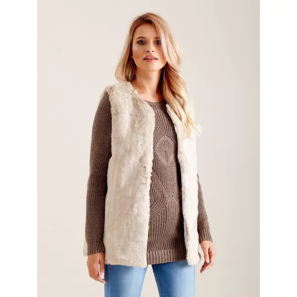  Dámská vesta WOOL FASHION ITALIA AT-KZ-4102-1.20P LIGHT BEIGE 